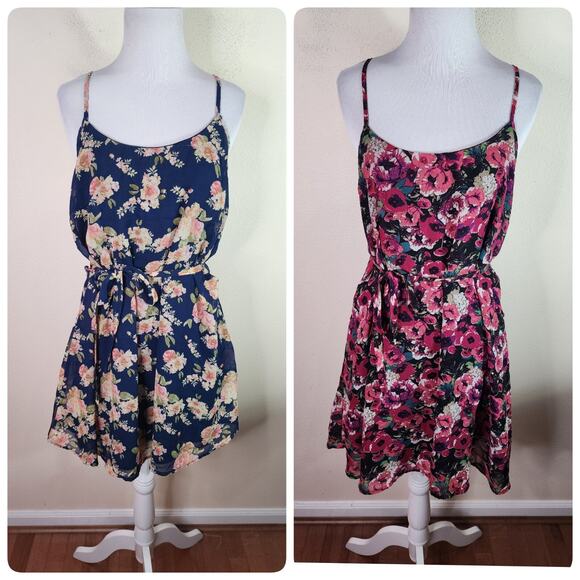 Rue 21 Women's Lot of 2 Sleeveless Floral Shift Dress Size Small Caged Back Blue - Picture 1 of 11
